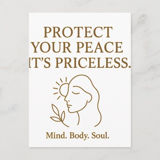 Protect Your Peace — Minimalist Self-Care Quote Postcard (Front)