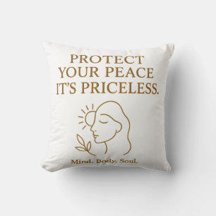 Protect Your Peace — Minimalist Self-Care Quote Throw Pillow