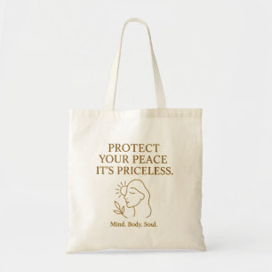 Protect Your Peace — Minimalist Self-Care Quote Tote Bag