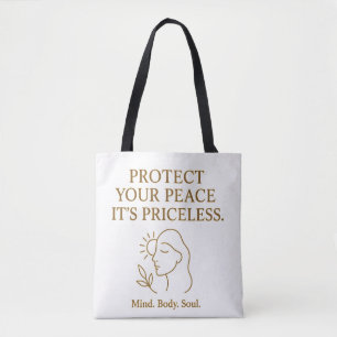 Protect Your Peace — Minimalist Self-Care Quote Tote Bag