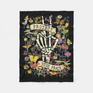 Protect Your Peace Retro Wildflower Mental Health Fleece Blanket