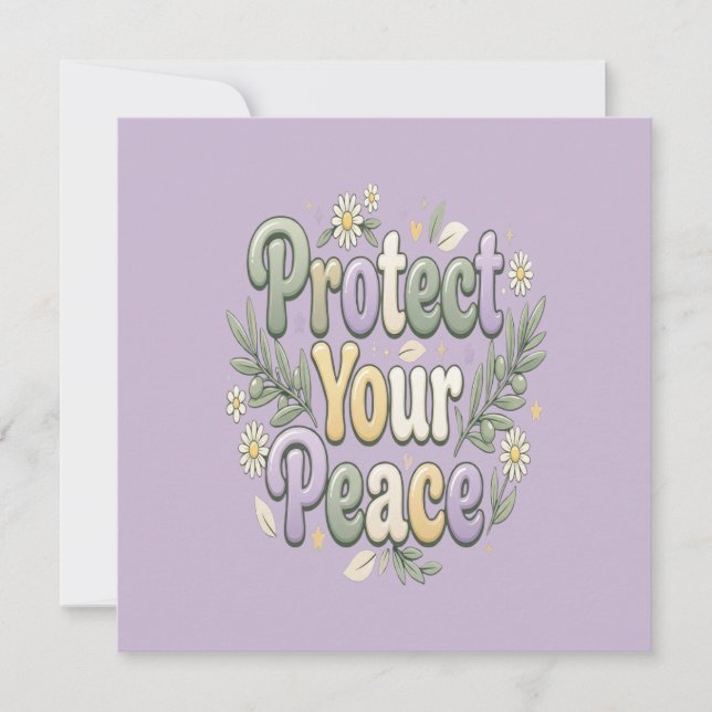Protect Your Peace – Self Care Bubble Typography f Invitation (Front)