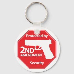Protected by 2nd Amendment - Red Keychain