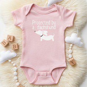 Protected by a Dachshund Baby Girl Outfit Bodysuit