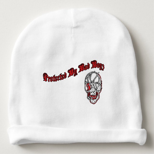 Protected by Bad Boyz Baby Gear Baby Beanie (Front)