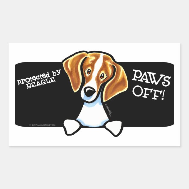 Protected by Beagle Paws Off Sticker (Front)