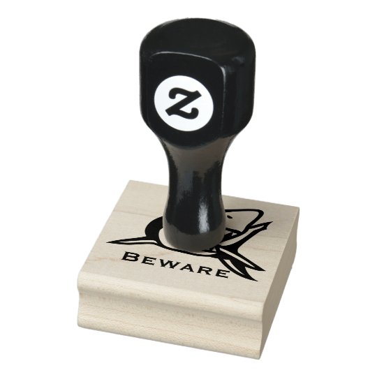 Protected by Beware Shark Humour Rubber Stamp