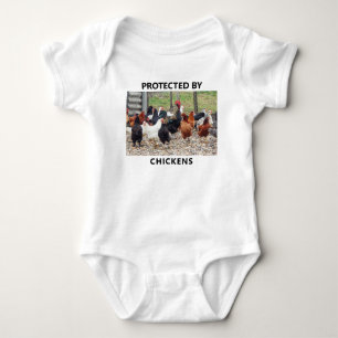 Protected By Chickens Photo Funny Personalized Baby Bodysuit