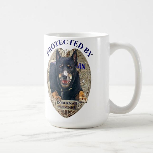 Protected By Doberman Pinscher Coffee Mug (Right)