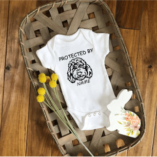 Protected By Dog Personalized baby bodysuit & dog
