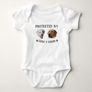 Protected By Dog Personalized Dogs Name Photo Baby Bodysuit