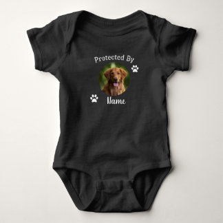 Protected By Dog Personalized Photo Baby Bodysuit
