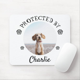 Protected By Dog Photo Paw Print Design Mouse Pad