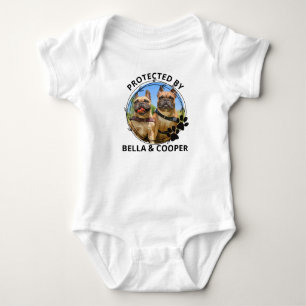 Protected by Dogs with Leaves and Paw Wreath Baby Bodysuit