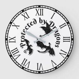 Protected by dragons warning large clock