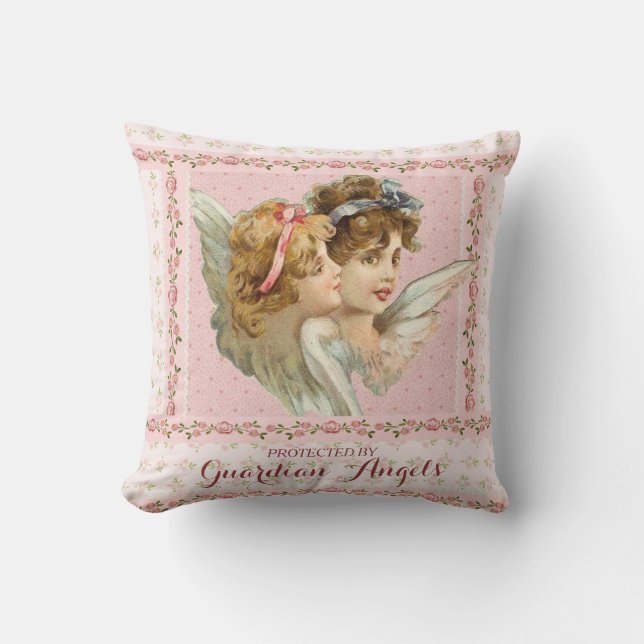 Protected by Guardian Angels Throw Pillow (Front)