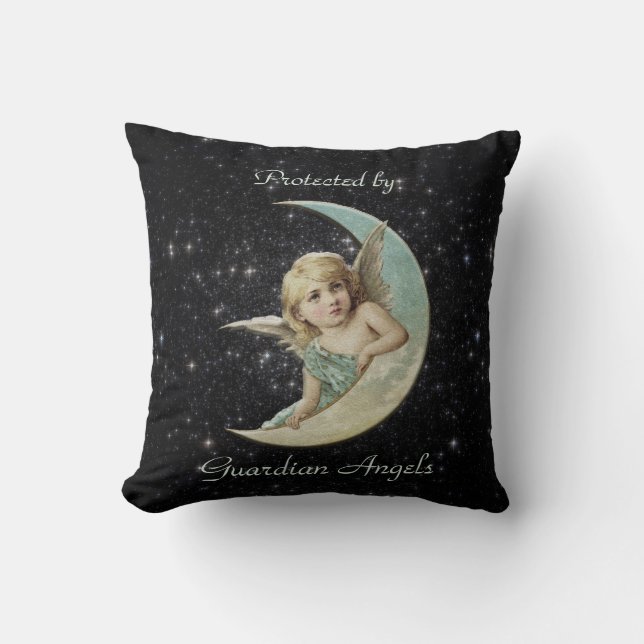 Protected by Guardian Angels Throw Pillow (Front)