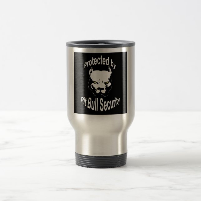 Protected by Pit Bull Security Travel Mug (Center)