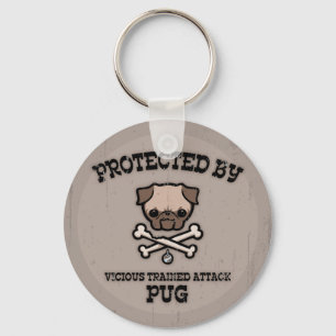 Protected By Pug Keychain