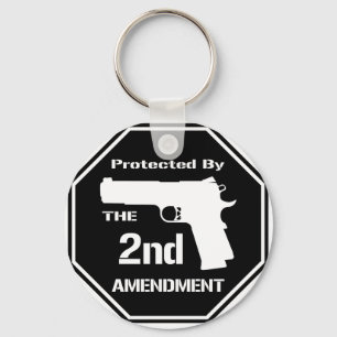 Protected By The Second Amendment (Black).png Keychain