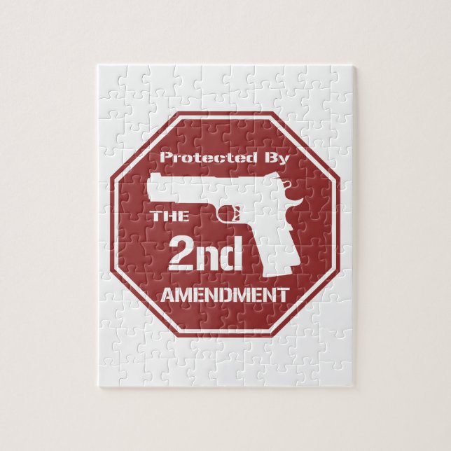 Protected By The Second Amendment (Red) Jigsaw Puzzle (Vertical)
