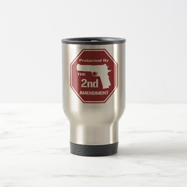 Protected By The Second Amendment (Red) Travel Mug (Center)