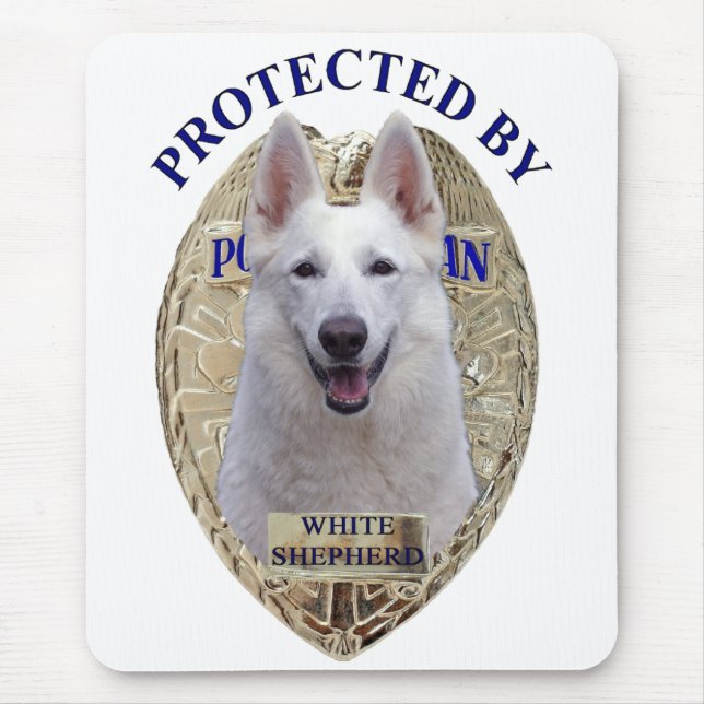 Protected By White Shepherd Mouse Pad (Front)