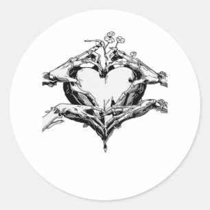 Protecting A Heart Skeleton Hand Heart Classic Classic Round Sticker
