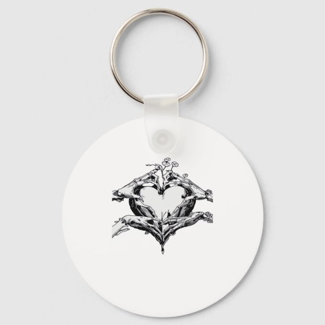Protecting A Heart  - Skeleton Hand Heart Keychain (Front)