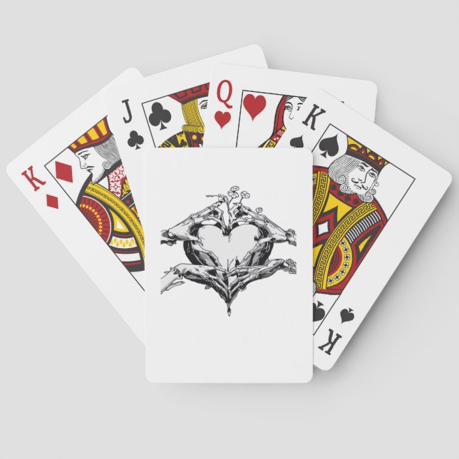 Protecting A Heart  - Skeleton Hand Heart Playing Cards (Back)