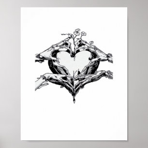 Protecting A Heart  - Skeleton Hand Heart Poster