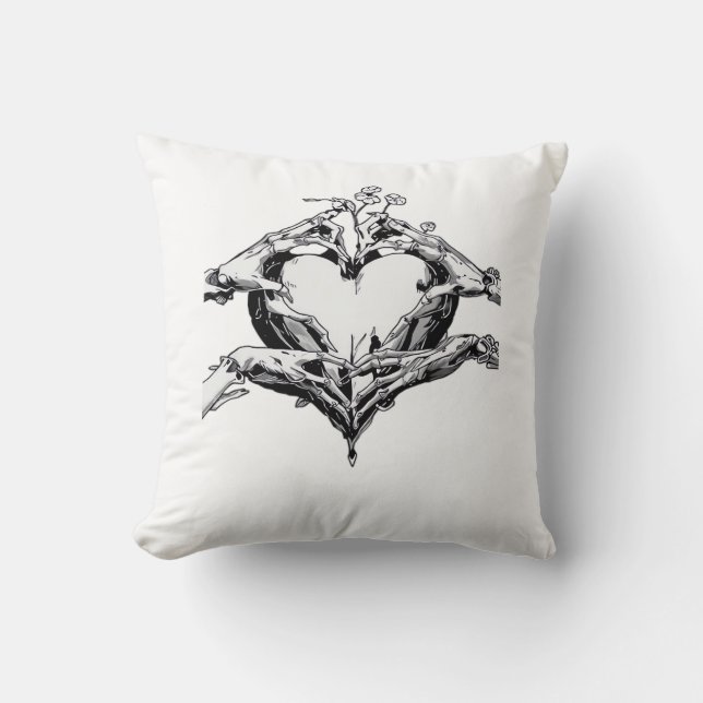 Protecting A Heart  - Skeleton Hand Heart Throw Pillow (Front)