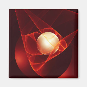 Protecting You, Modern Abstract Red Fractal Art Magnet
