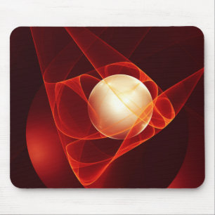 Protecting You, Modern Abstract Red Fractal Art Mouse Pad