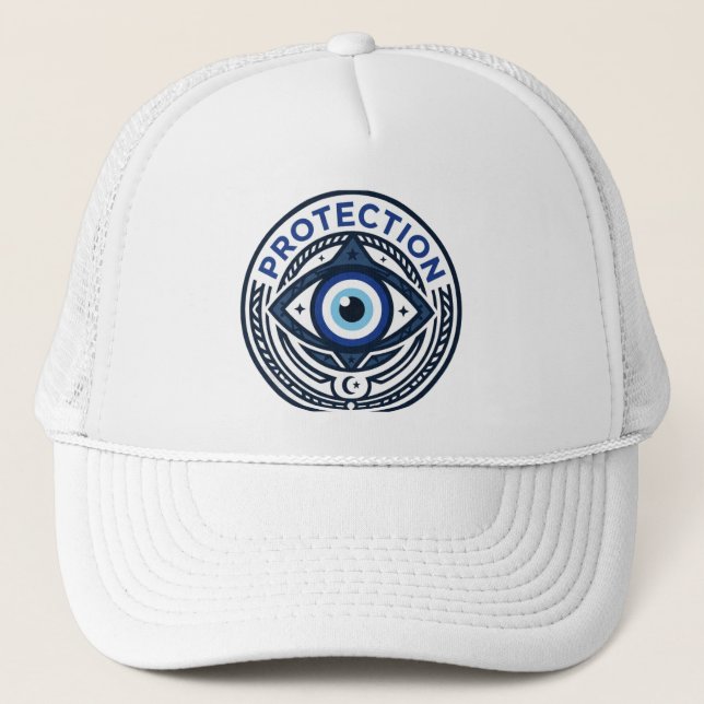 Protection Evil Eye Graphic Baseball Trucker Hat (Front)