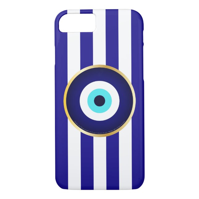 Protection from Evil Eye (Greek flag stripes) Case-Mate iPhone Case (Back)