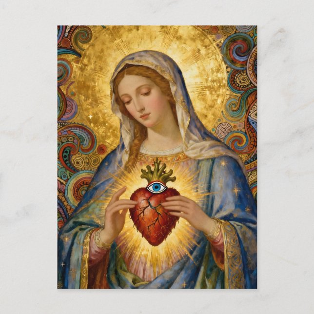  Protection From Evil Sacred Heart Of Mary Postcard (Front)