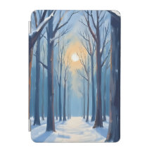 Peinture d'arbre à l'aquarelle de forêt hivernale