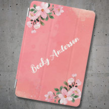 Watercolor Floral Pink on Peach