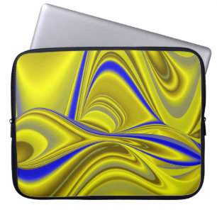 Protection Pour Ordinateur Portable 3D Abstrait en or jaune bleu vert