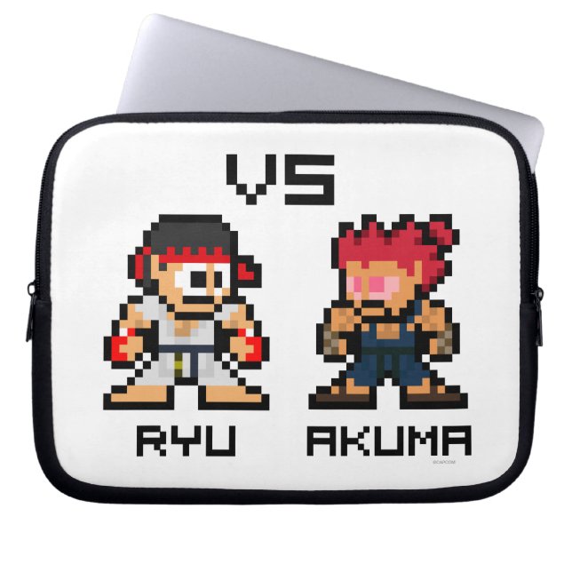 Protection Pour Ordinateur Portable 8bit Ryu CONTRE Akuma (Devant)