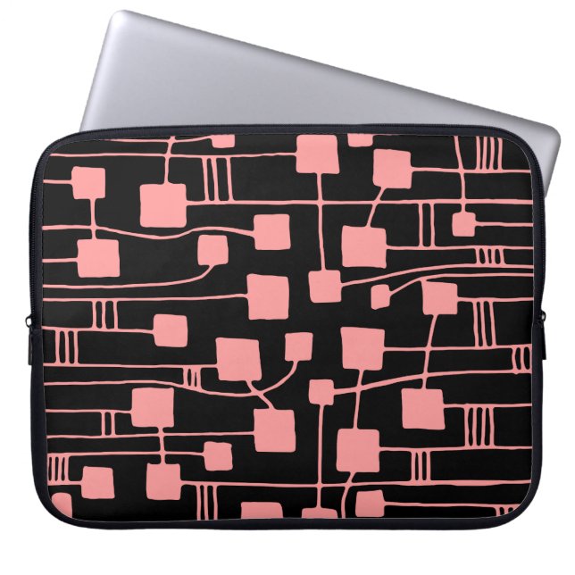 Protection Pour Ordinateur Portable Abstrait 111211 - Rose doux sur noir (Devant)