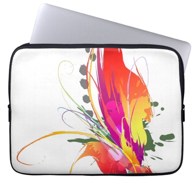 Protection Pour Ordinateur Portable Abstrait Oiseau de Paradise Paint Splatters (Devant)