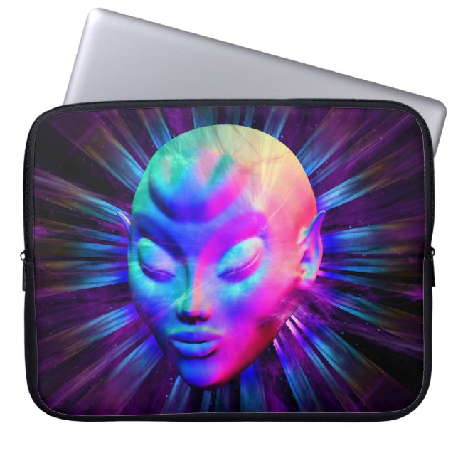 Protection Pour Ordinateur Portable Alien psychédélique Méditation Portable (Devant)