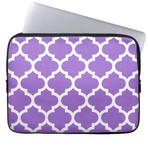 Protection Pour Ordinateur Portable Amethyst White Marocain Quatrefoil Motif #5