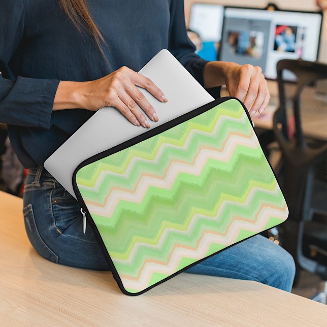 Protection Pour Ordinateur Portable Amusants Été Orange Lime Vert Ikat Zigzag Motif (Créateur téléchargé)