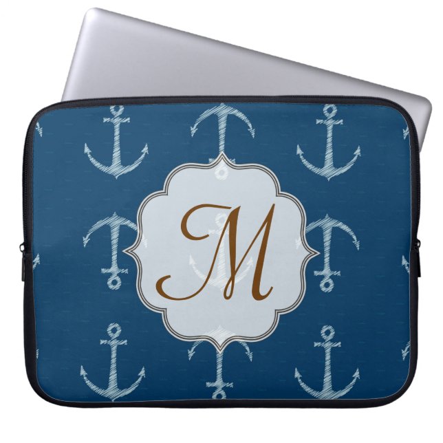 Protection Pour Ordinateur Portable Ancre nautique voile Monogramme Coque d'ordinateur (Devant)