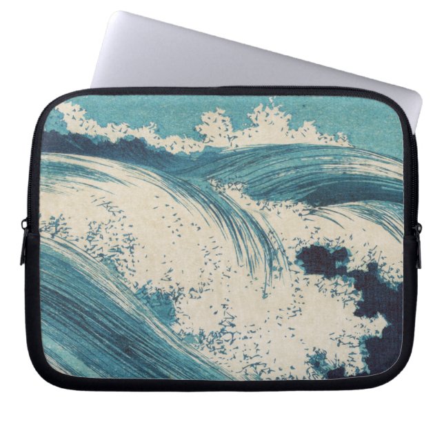 Protection Pour Ordinateur Portable Antique Japonais Bleu Vagues Océan Imprimer (Devant)