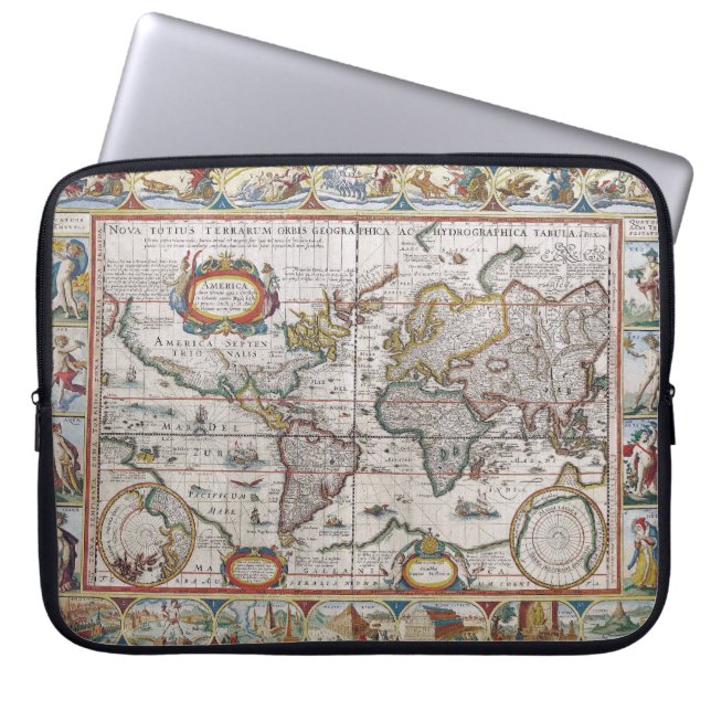 Protection Pour Ordinateur Portable Antique World Map (Devant)
