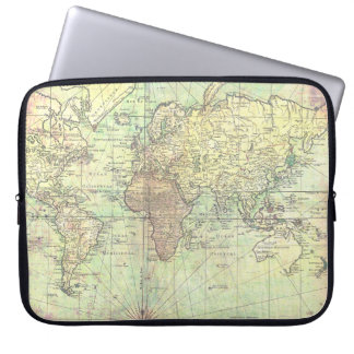 Protection Pour Ordinateur Portable Antiquité vintage de jaune de carte du monde